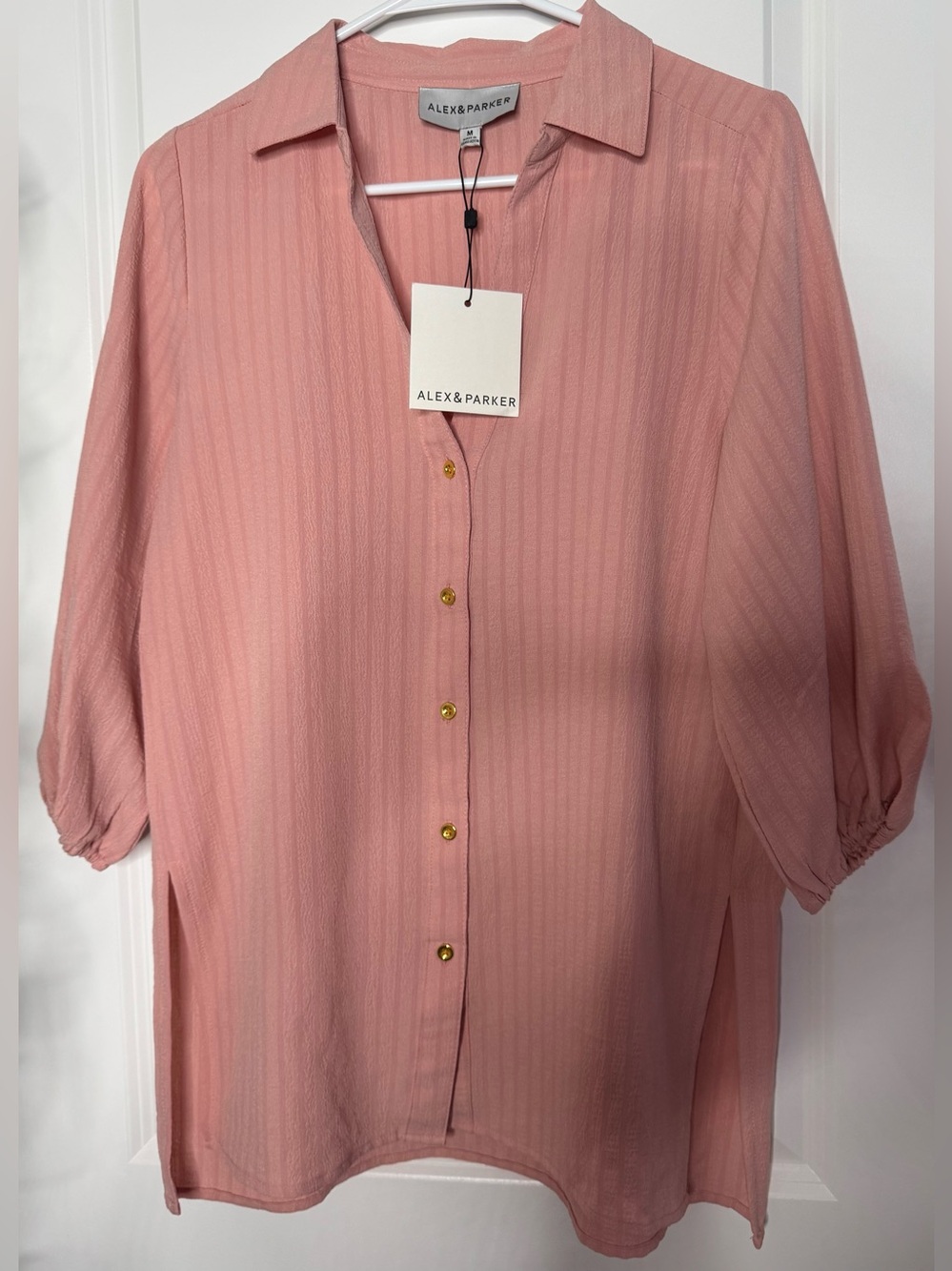 Alex & Parker Pink Button-Front Women's Blouse size medium